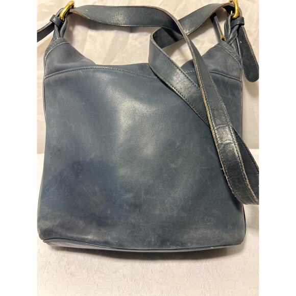 Coach Vintage Blue Leather Shoulder Bag, No.C4C-4115, Boho, Saddle Bag - Picture 3 of 10